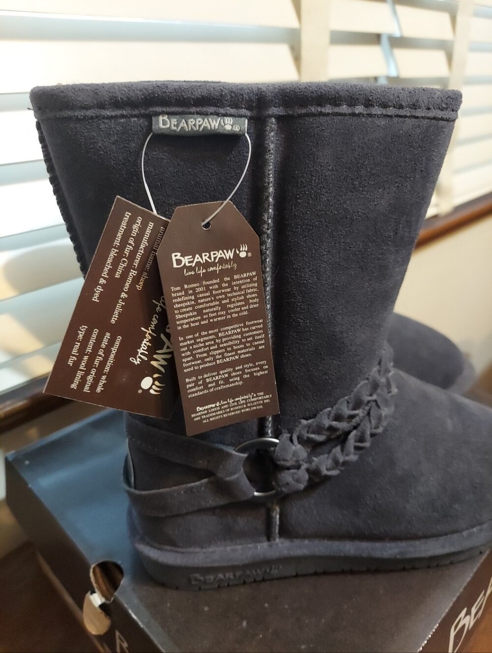 NWT Women's Bearpaw Adele 1258W Charcoal Gray Mid Calf Winter Boots Size 6.